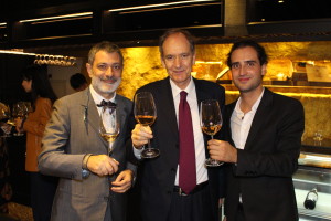 Enjoying a drink with Italian Ambassador to  China Alberto Bradanini (centre)