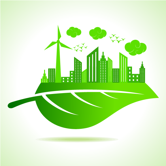 green-city-on-leaf-illustration